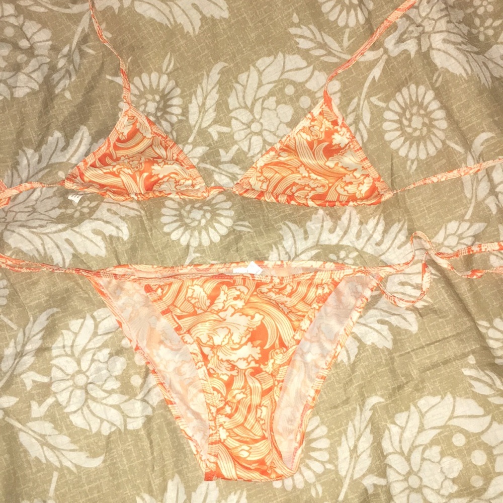 Orange and white bikini